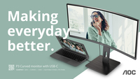 Aoc - 86,4cm/34 (3440x1440) AOC CU34P3CV 21:9 VA 1ms 100Hz HDMI DisplayPort USB-C USB-Hub RJ45 KVM VESA Speaker Black